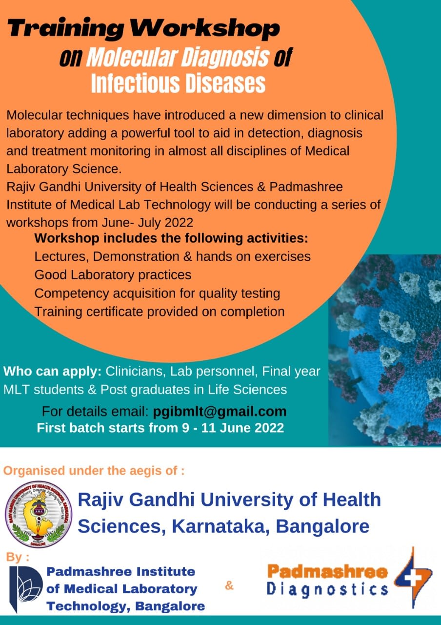 Molecular Diagnosis of Infectious Diseases – 3 Days Hands on training